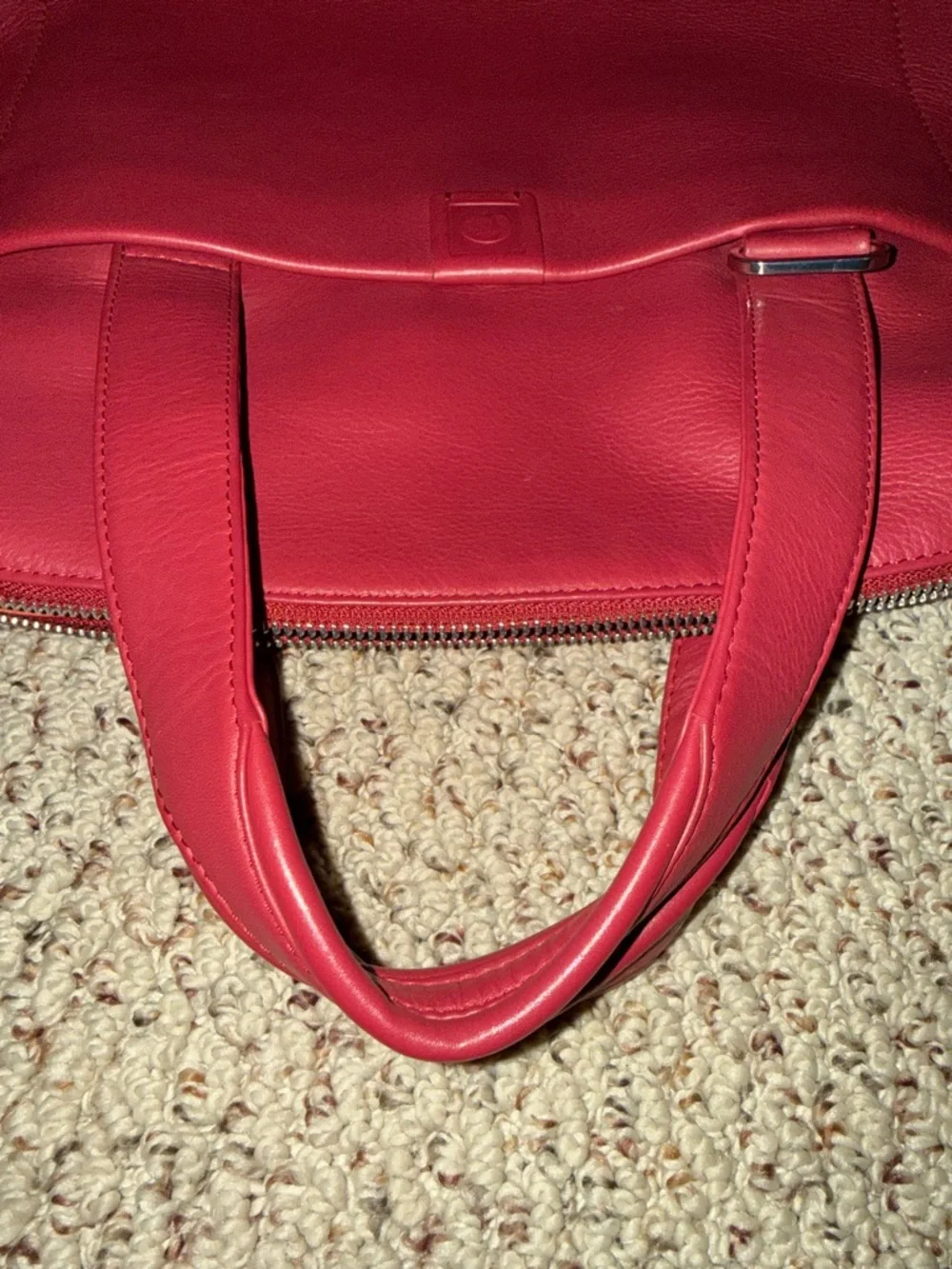 Burgundy/Red Leather Top-Handle Tote with Crossbody Strap